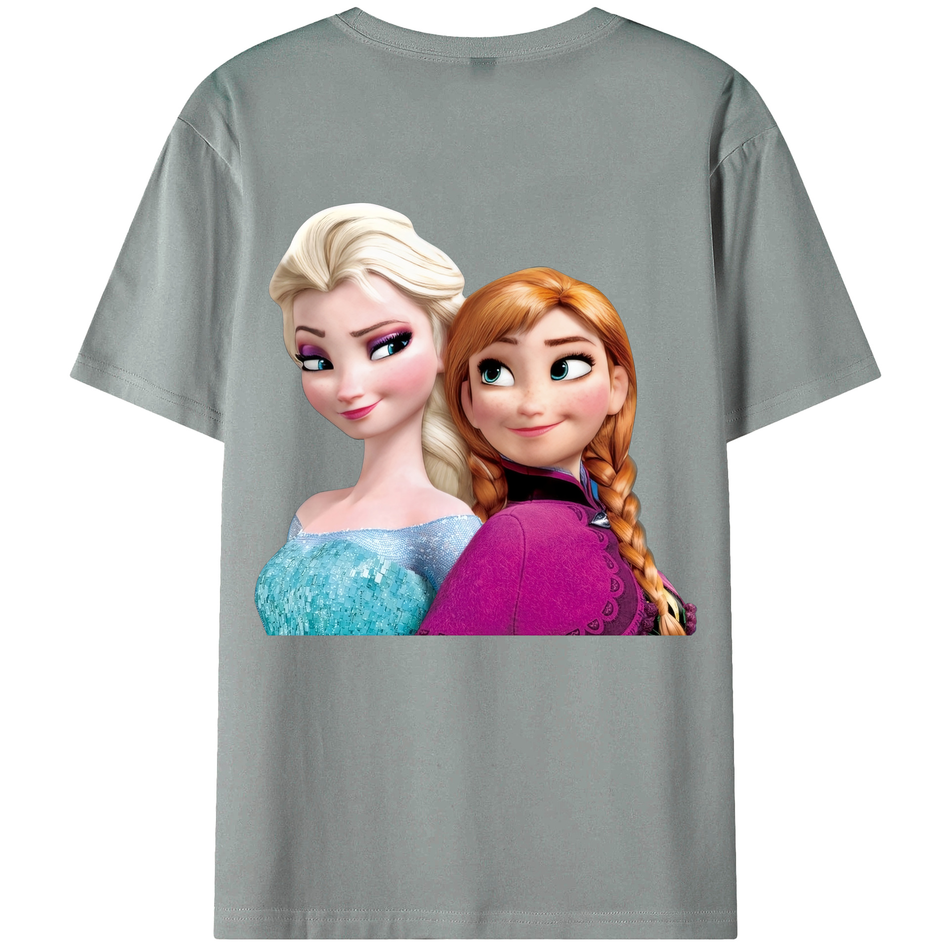 （画像用） アナと雪の女王 アンナ エルサ Frozen Anna Elsa 綿100％ メンズ半袖Tシャツ（バックプリント） 通気性